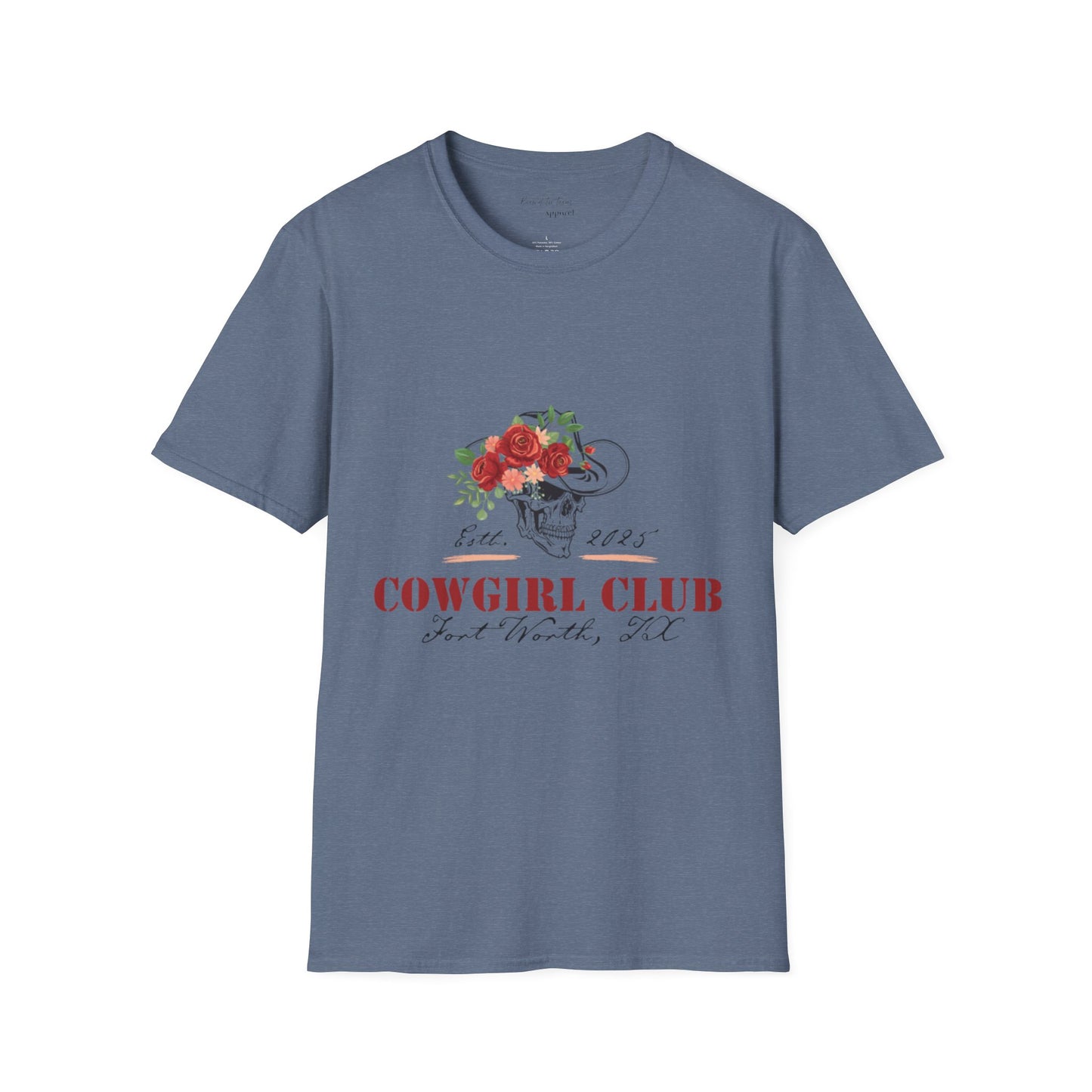 Cowgirl Club Softstyle Floral Skull Design T-Shirt