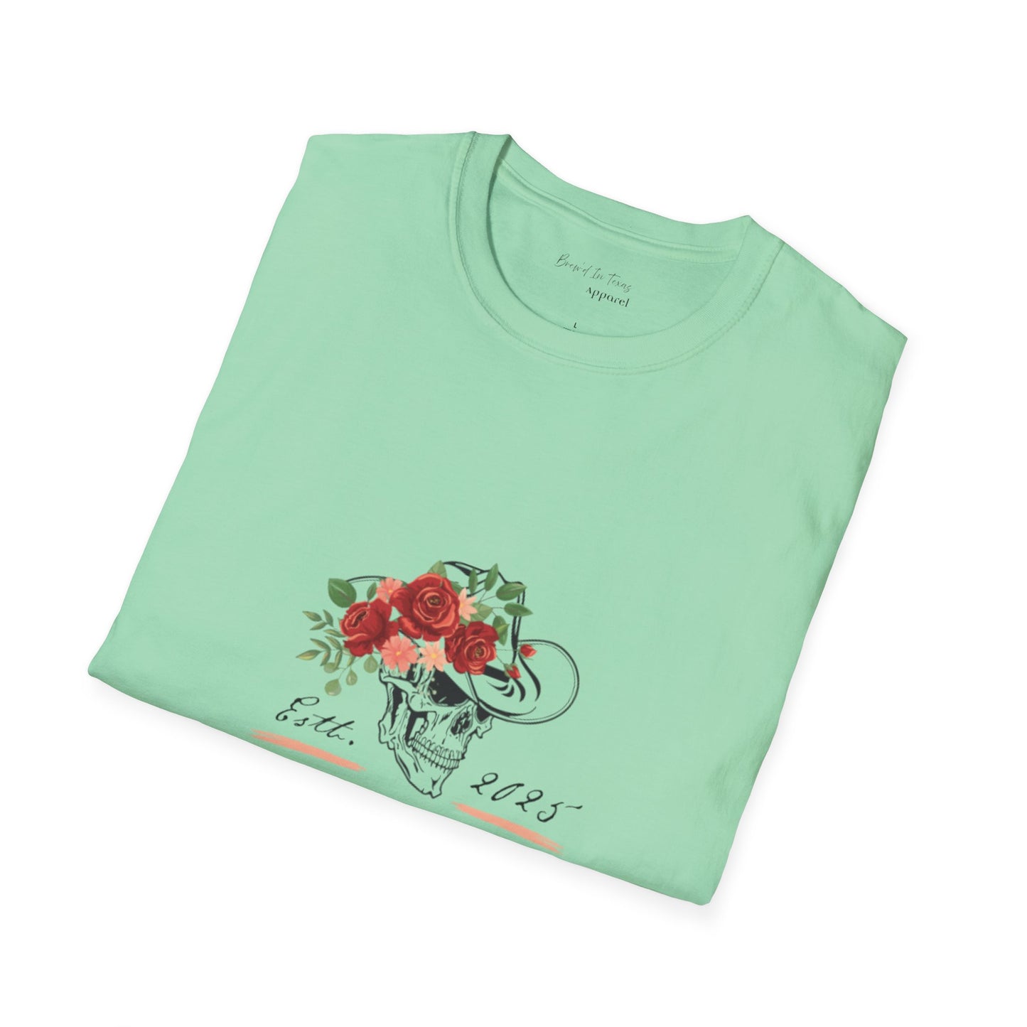 Cowgirl Club Softstyle Floral Skull Design T-Shirt