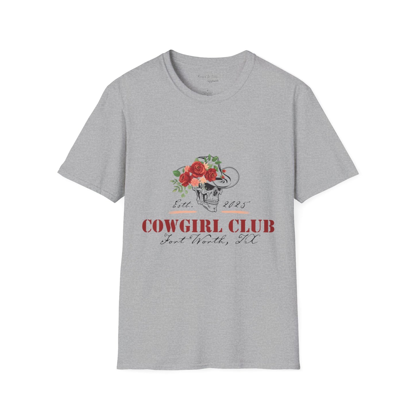 Cowgirl Club Softstyle Floral Skull Design T-Shirt