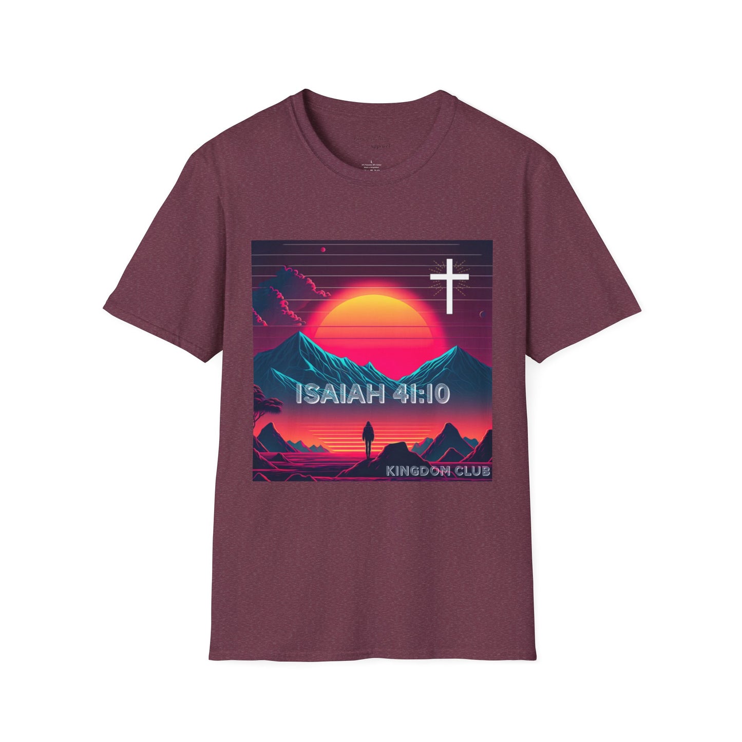 Kingdom Club Isaiah 41:10 Unisex Softstyle T-Shirt - Vibrant Mountain Design