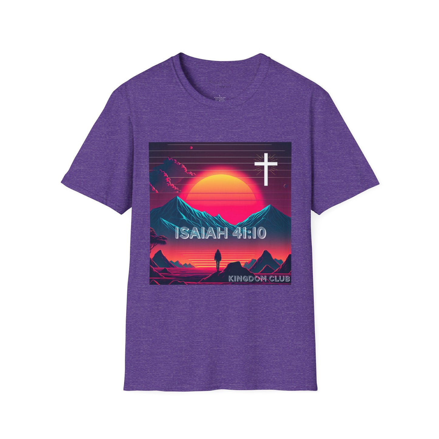 Kingdom Club Isaiah 41:10 Unisex Softstyle T-Shirt - Vibrant Mountain Design