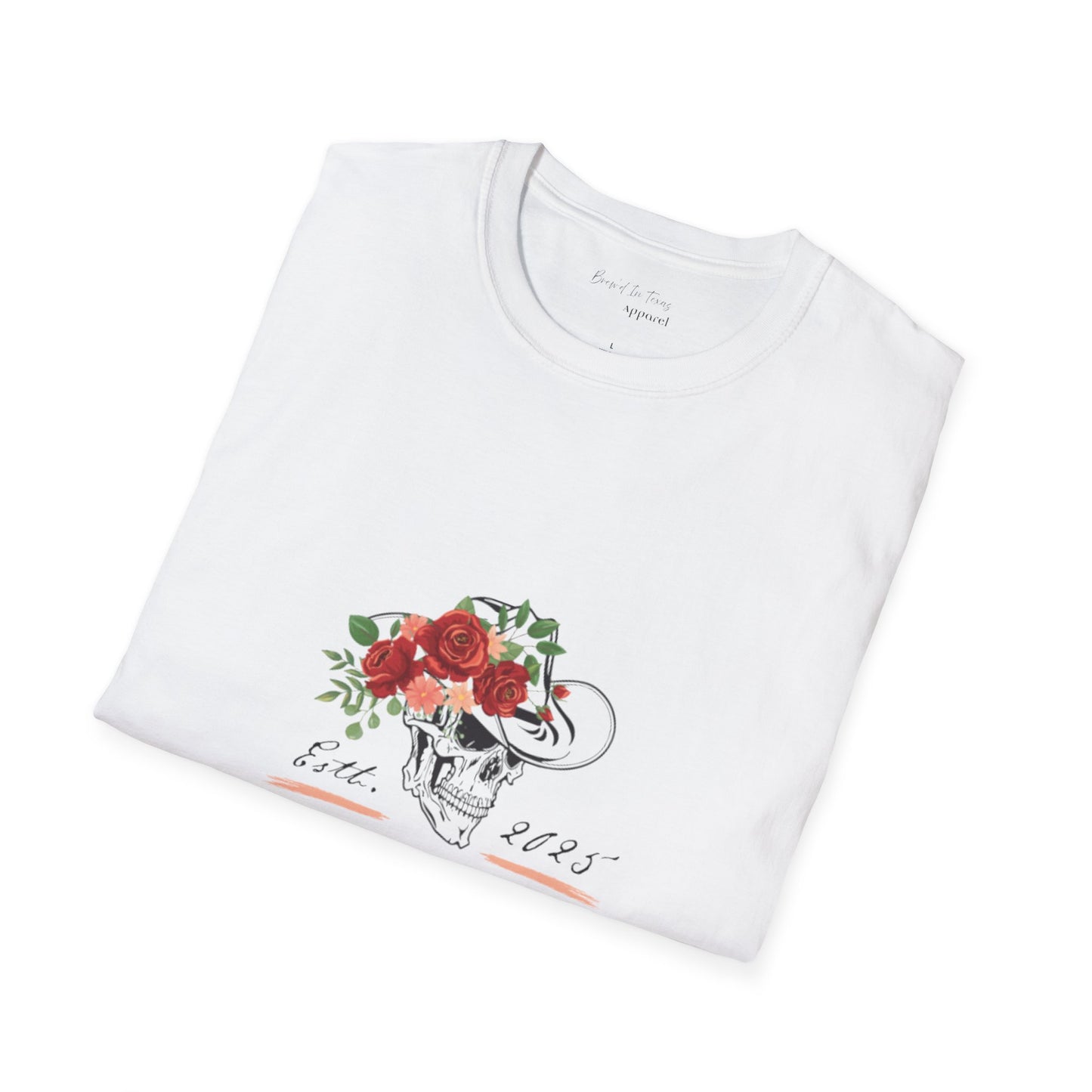 Cowgirl Club Softstyle Floral Skull Design T-Shirt