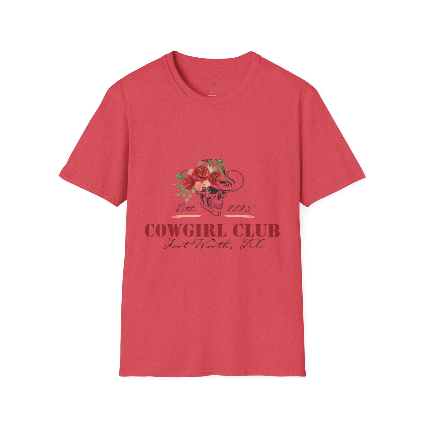 Cowgirl Club Softstyle Floral Skull Design T-Shirt