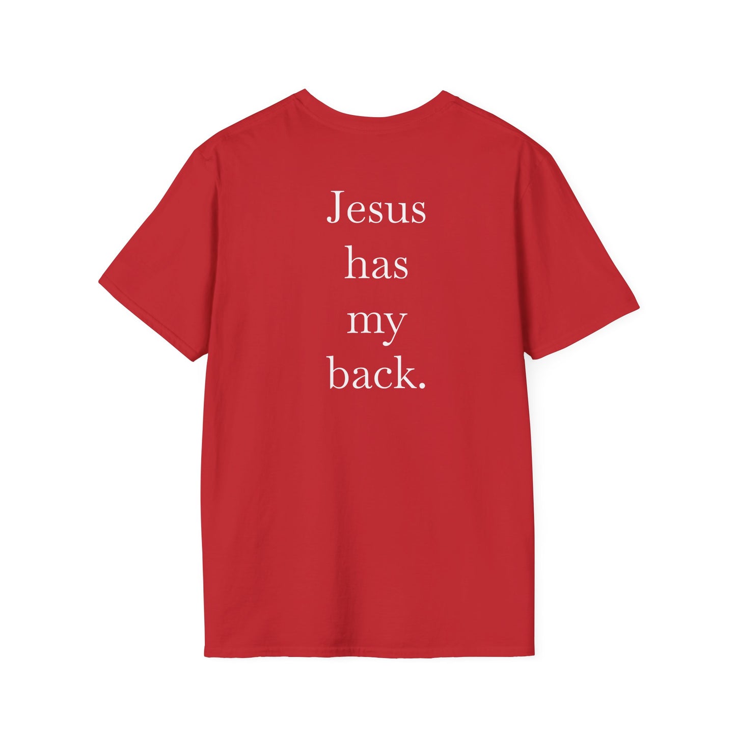 Kingdom Club Unisex Softstyle Cross T-Shirt with Cross & 'Jesus Has My Back' Design