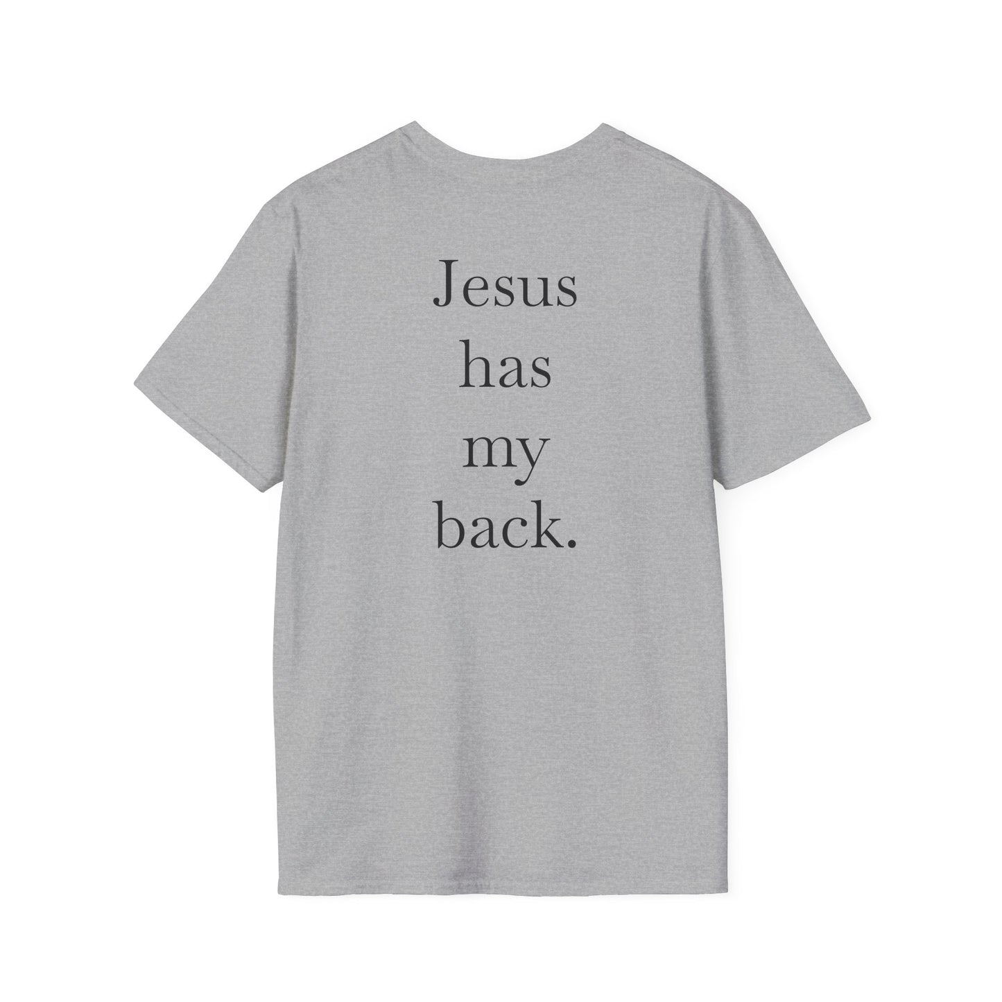 Kingdom Club Unisex Softstyle Cross T-Shirt with Cross & 'Jesus Has My Back' Design