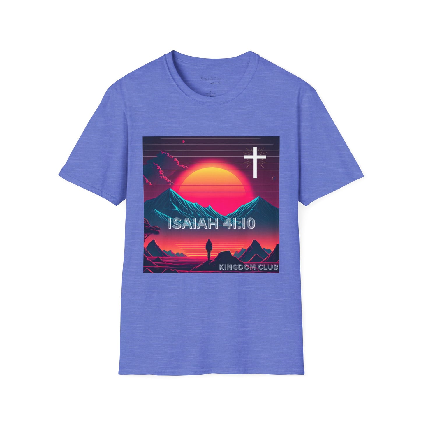 Kingdom Club Isaiah 41:10 Unisex Softstyle T-Shirt - Vibrant Mountain Design