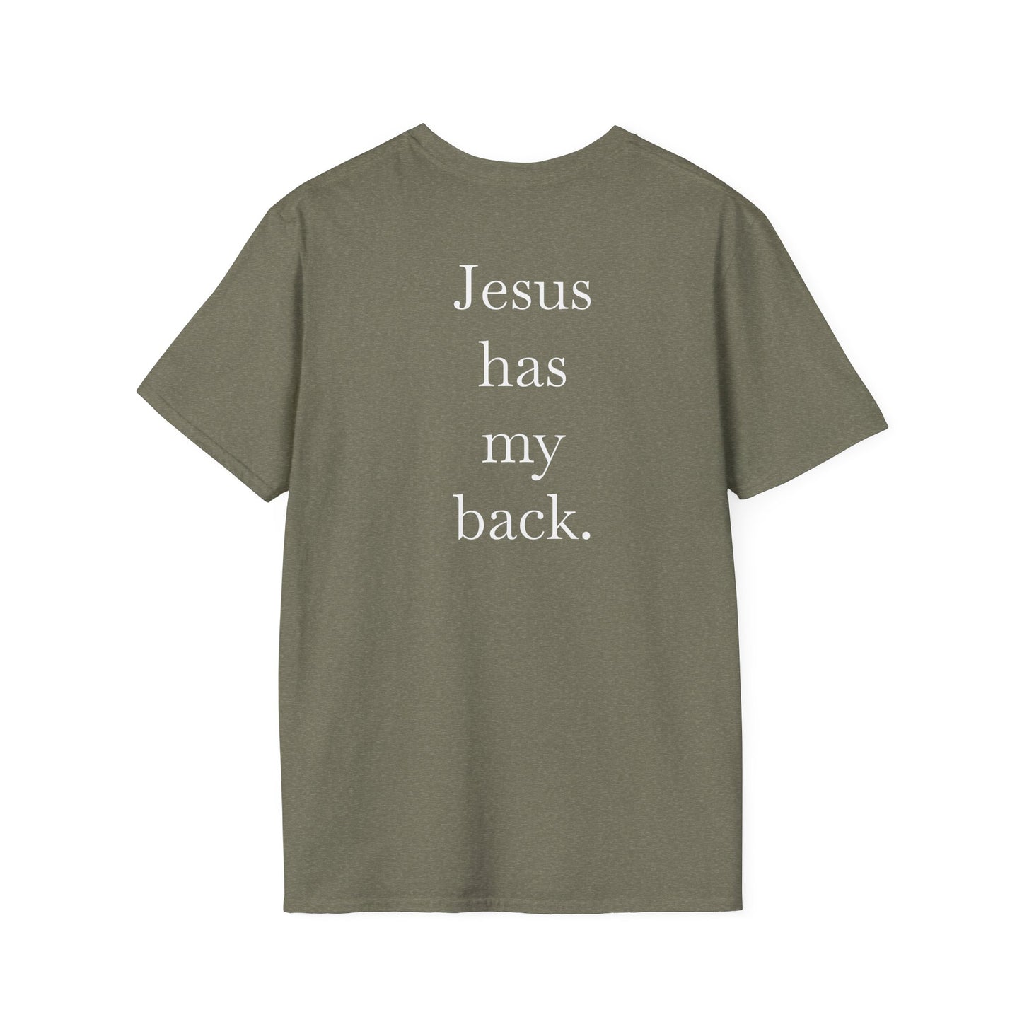 Kingdom Club Unisex Softstyle Cross T-Shirt with Cross & 'Jesus Has My Back' Design