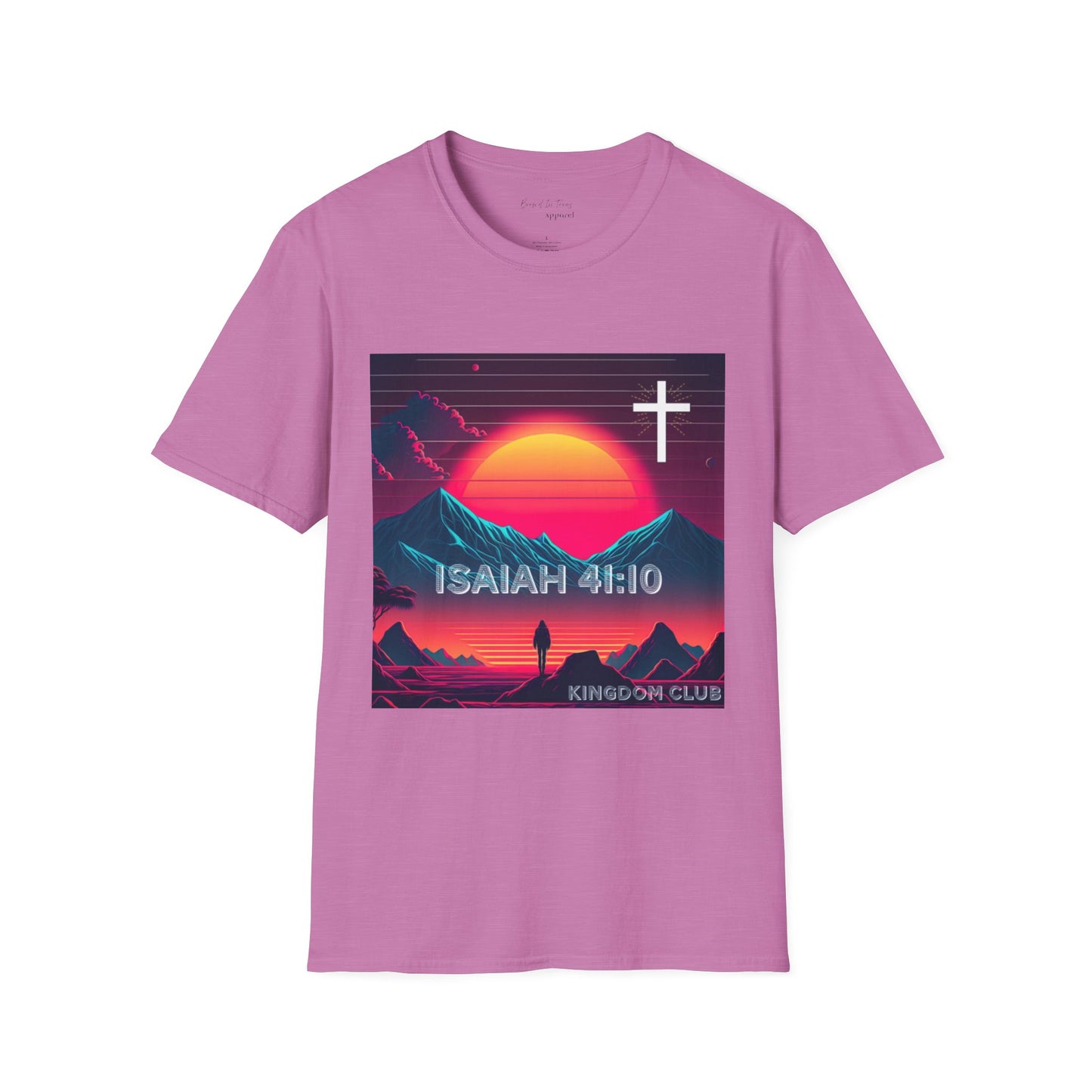 Kingdom Club Isaiah 41:10 Unisex Softstyle T-Shirt - Vibrant Mountain Design