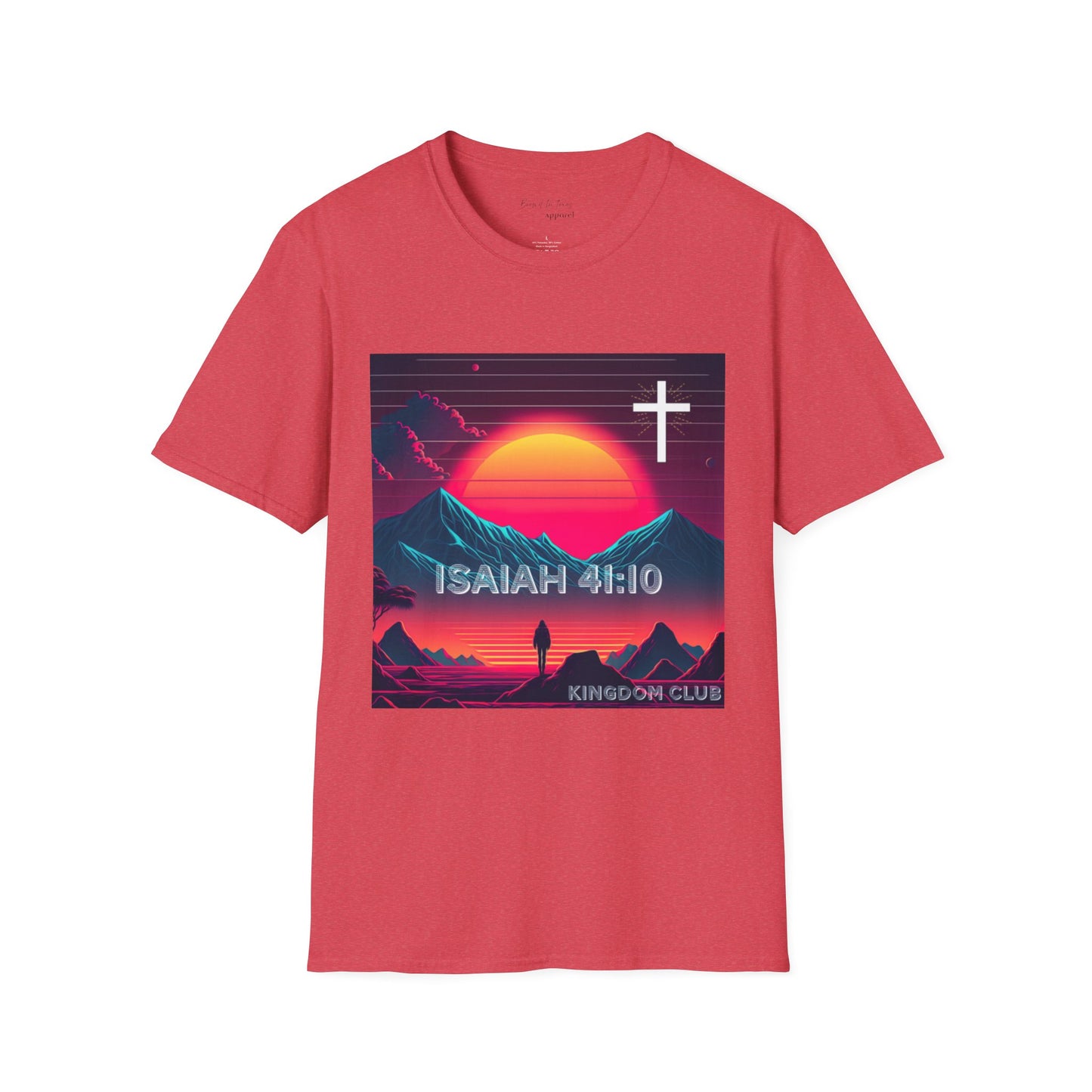 Kingdom Club Isaiah 41:10 Unisex Softstyle T-Shirt - Vibrant Mountain Design