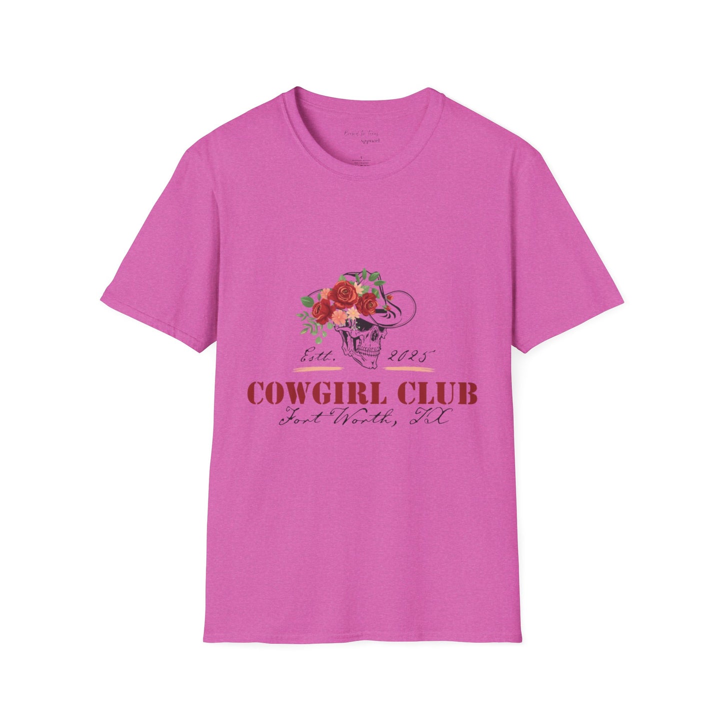 Cowgirl Club Softstyle Floral Skull Design T-Shirt