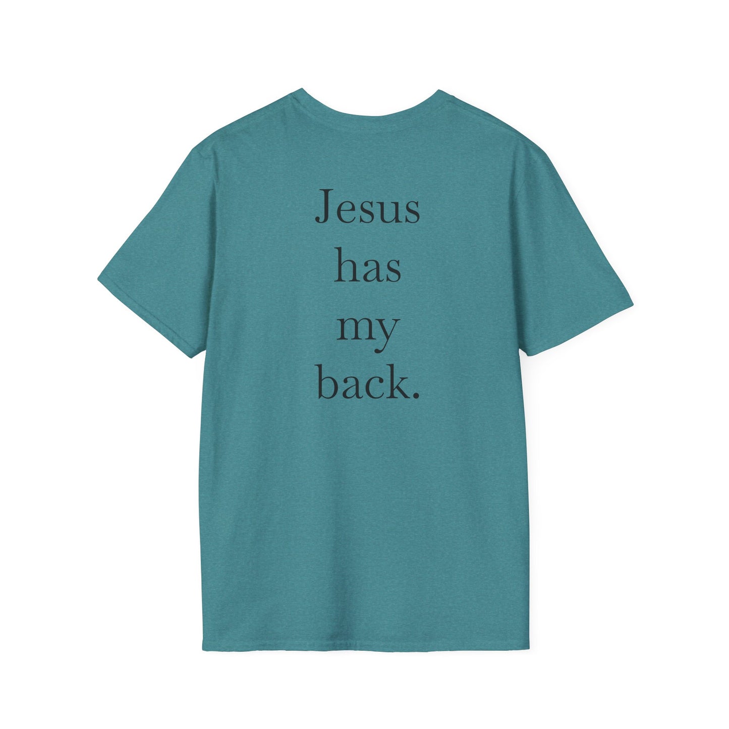 Kingdom Club Unisex Softstyle Cross T-Shirt with Cross & 'Jesus Has My Back' Design