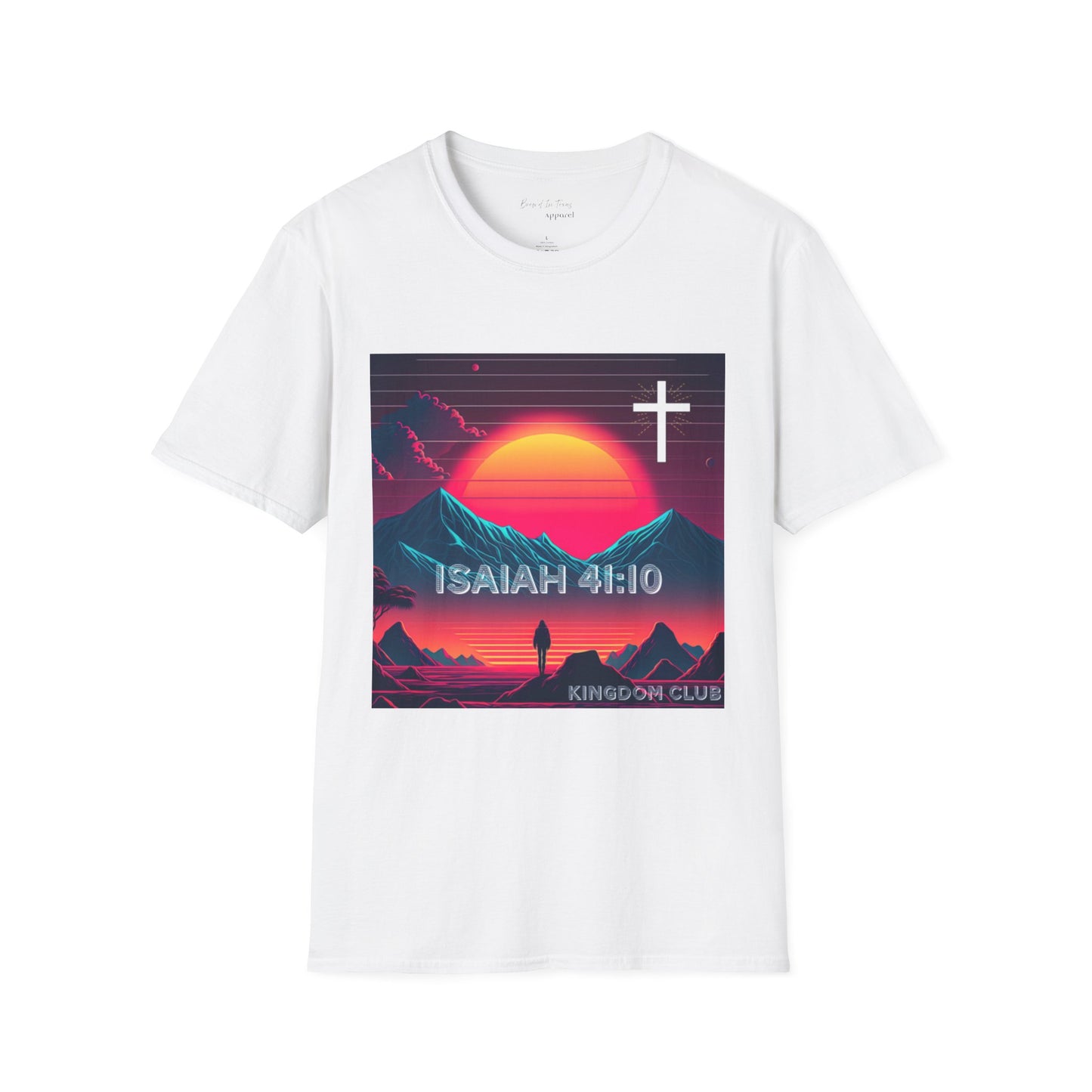 Kingdom Club Isaiah 41:10 Unisex Softstyle T-Shirt - Vibrant Mountain Design