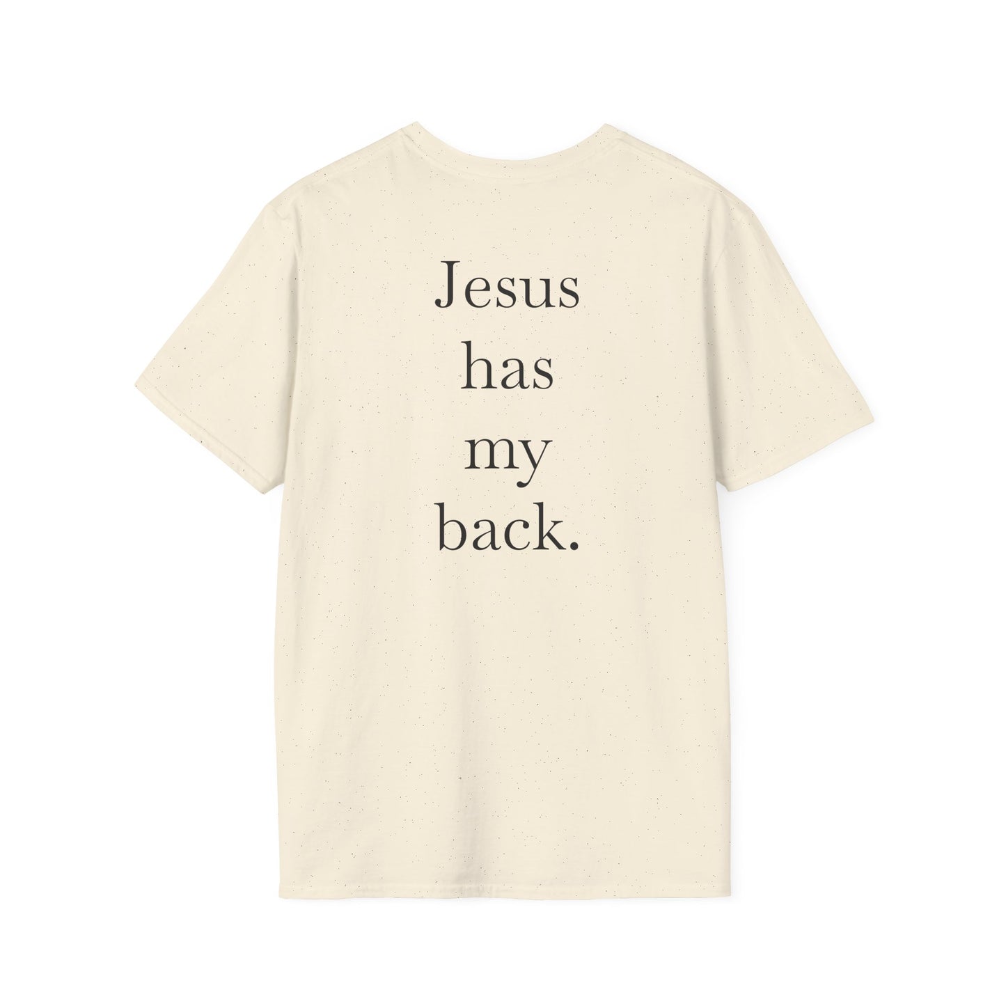 Kingdom Club Unisex Softstyle Cross T-Shirt with Cross & 'Jesus Has My Back' Design