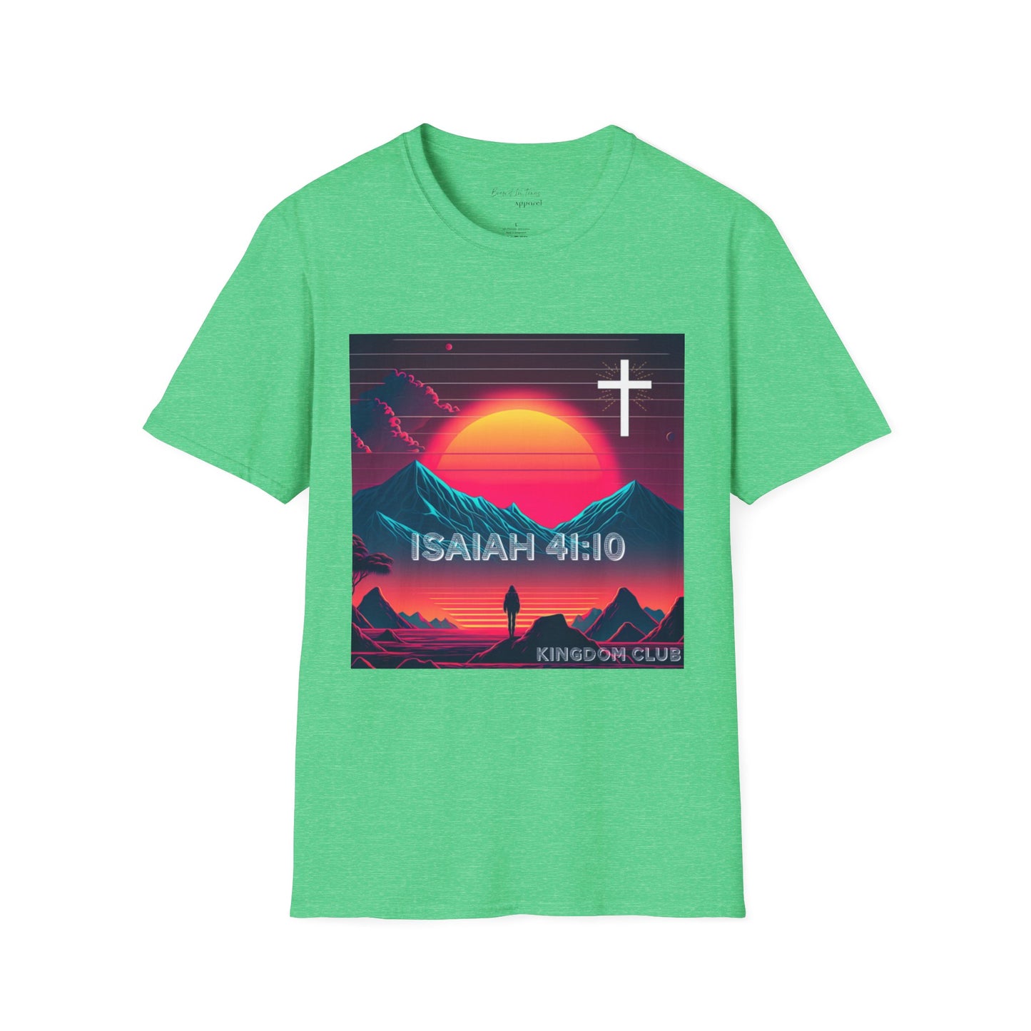 Kingdom Club Isaiah 41:10 Unisex Softstyle T-Shirt - Vibrant Mountain Design