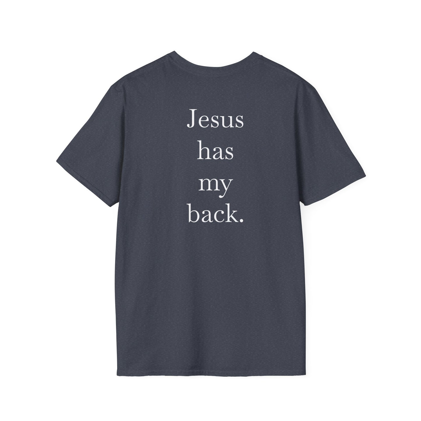 Kingdom Club Unisex Softstyle Cross T-Shirt with Cross & 'Jesus Has My Back' Design