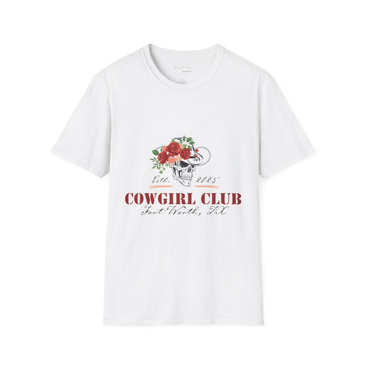 Cowgirl Club Softstyle Floral Skull Design T-Shirt