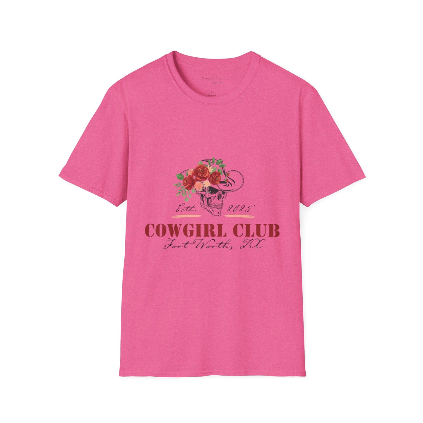 Cowgirl Club Softstyle Floral Skull Design T-Shirt