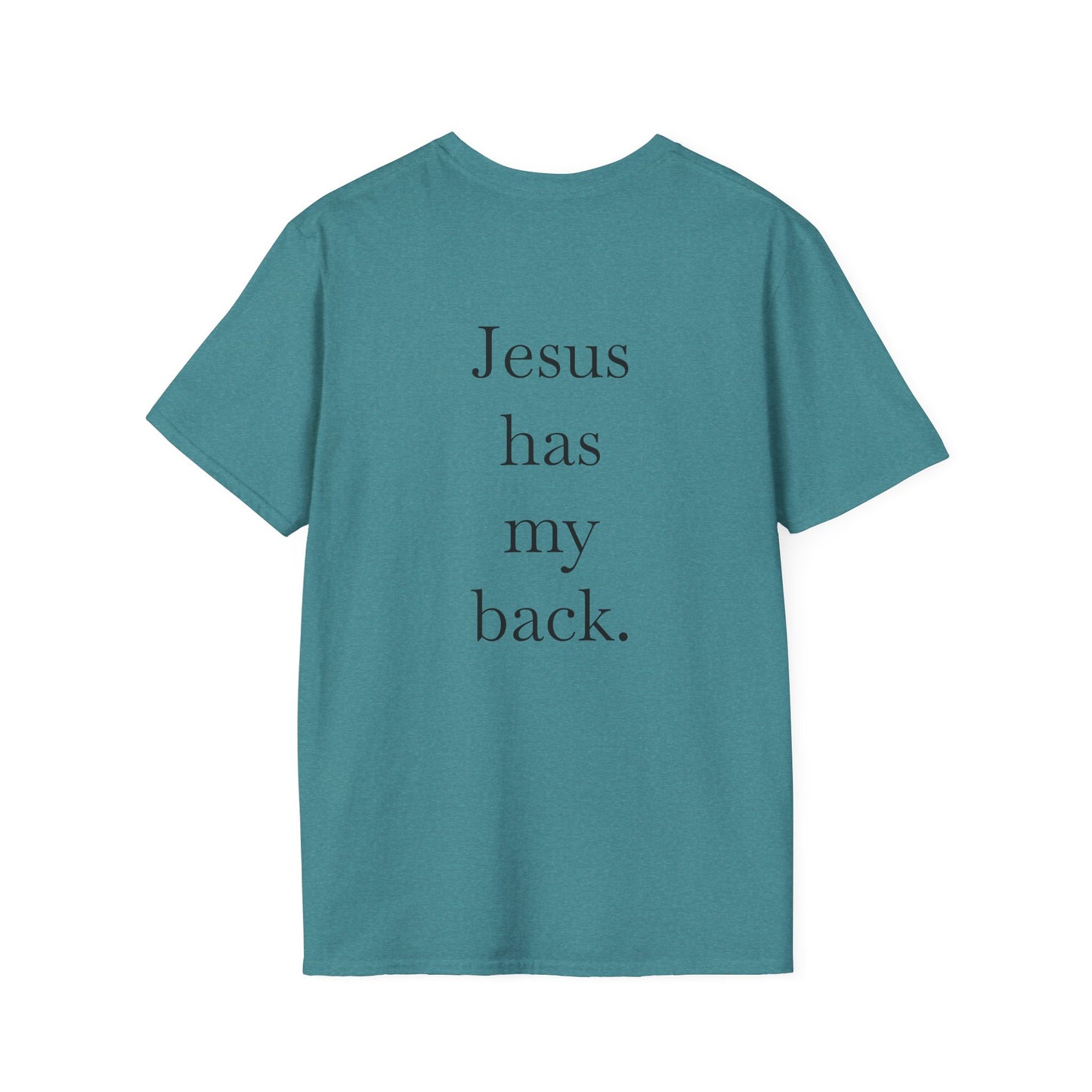 Kingdom Club Unisex Softstyle Cross T-Shirt with Cross & 'Jesus Has My Back' Design