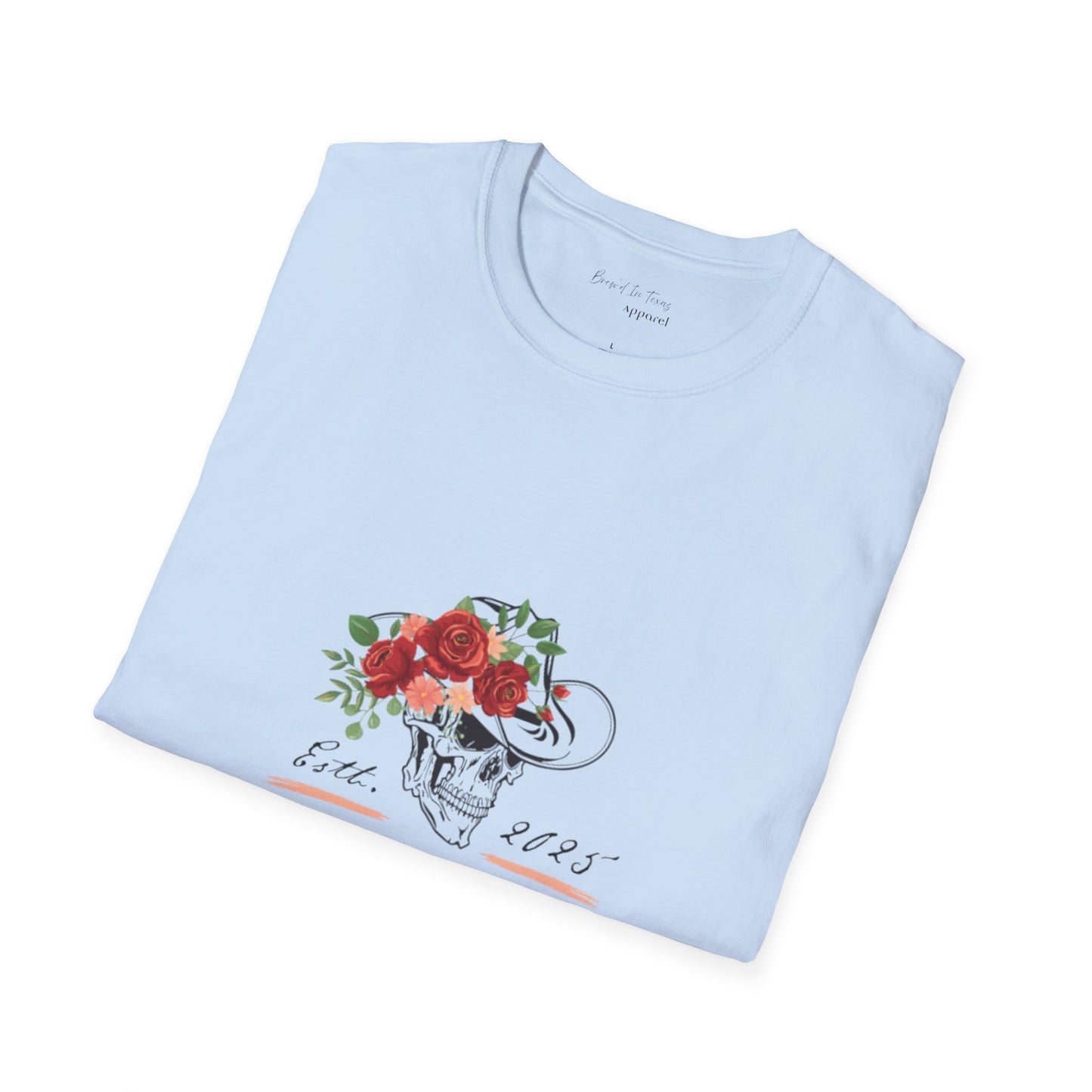 Cowgirl Club Softstyle Floral Skull Design T-Shirt