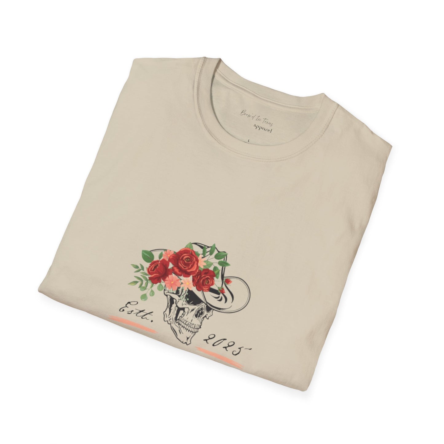 Cowgirl Club Softstyle Floral Skull Design T-Shirt