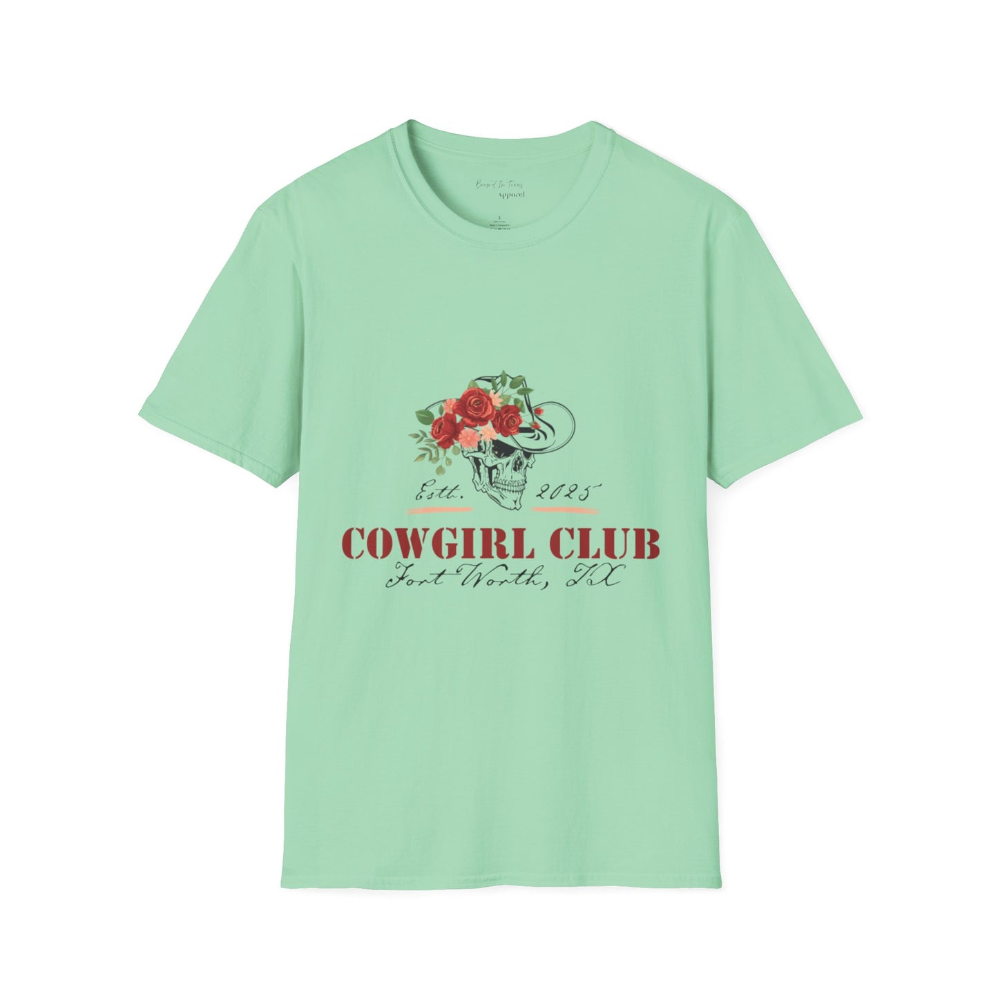 Cowgirl Club Softstyle Floral Skull Design T-Shirt