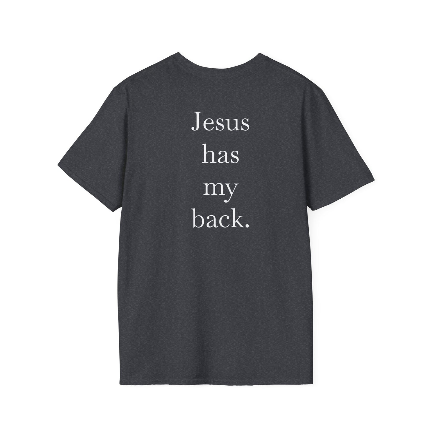 Kingdom Club Unisex Softstyle Cross T-Shirt with Cross & 'Jesus Has My Back' Design