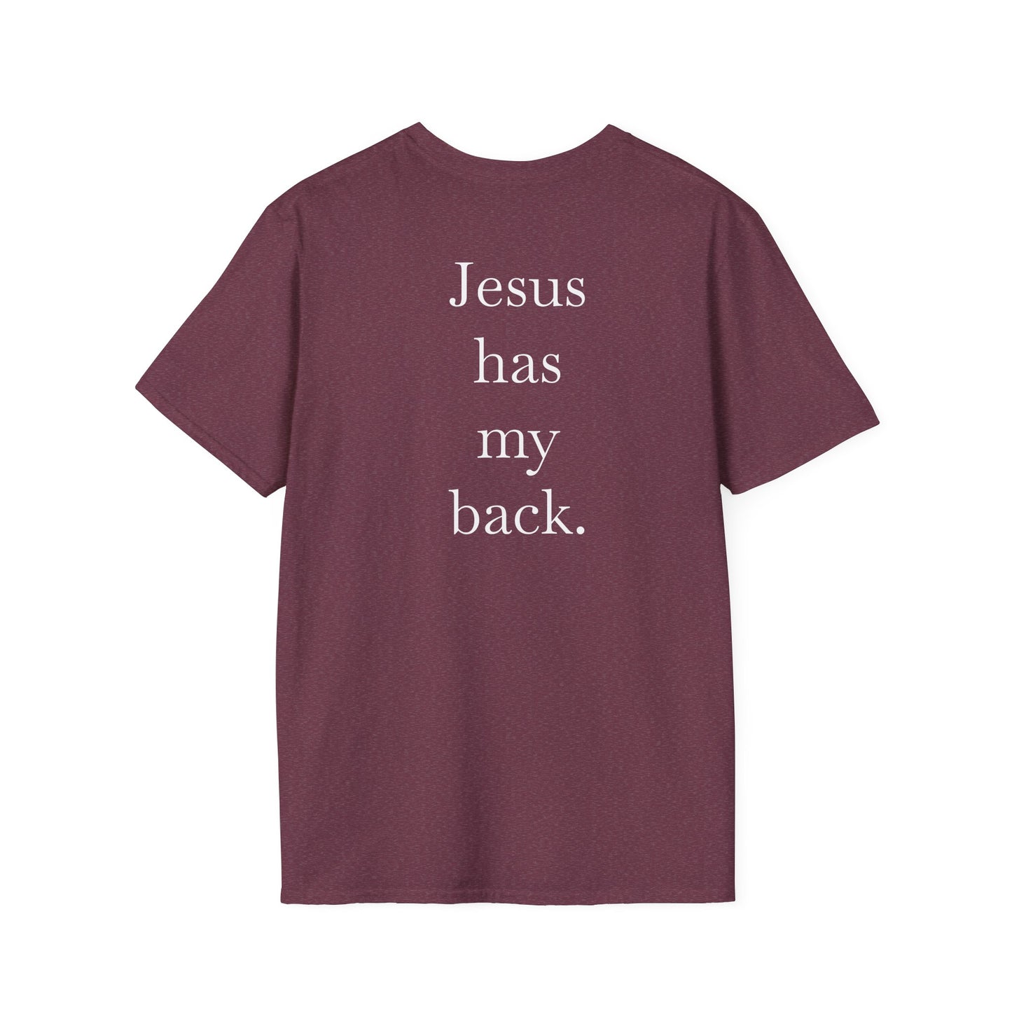 Kingdom Club Unisex Softstyle Cross T-Shirt with Cross & 'Jesus Has My Back' Design