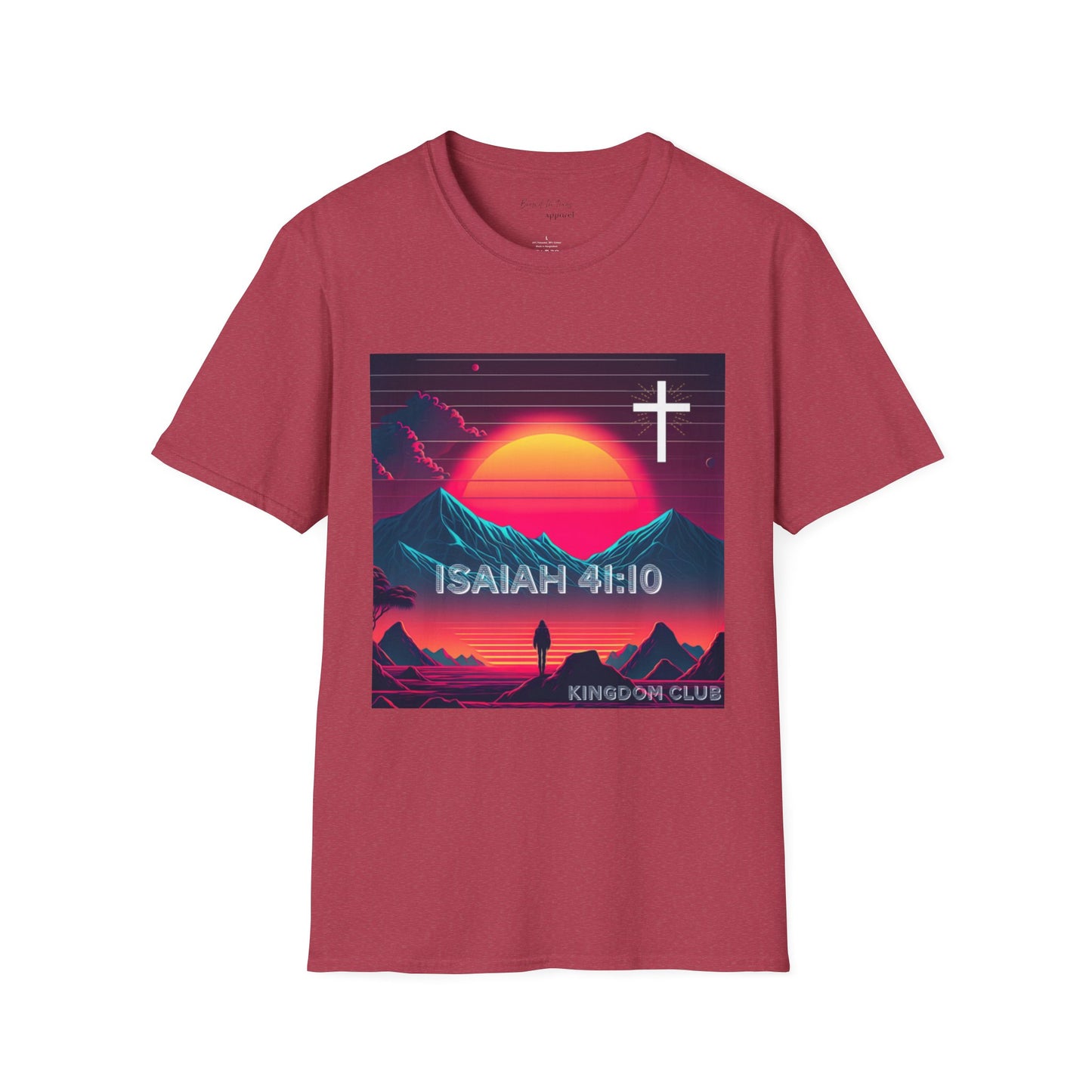 Kingdom Club Isaiah 41:10 Unisex Softstyle T-Shirt - Vibrant Mountain Design