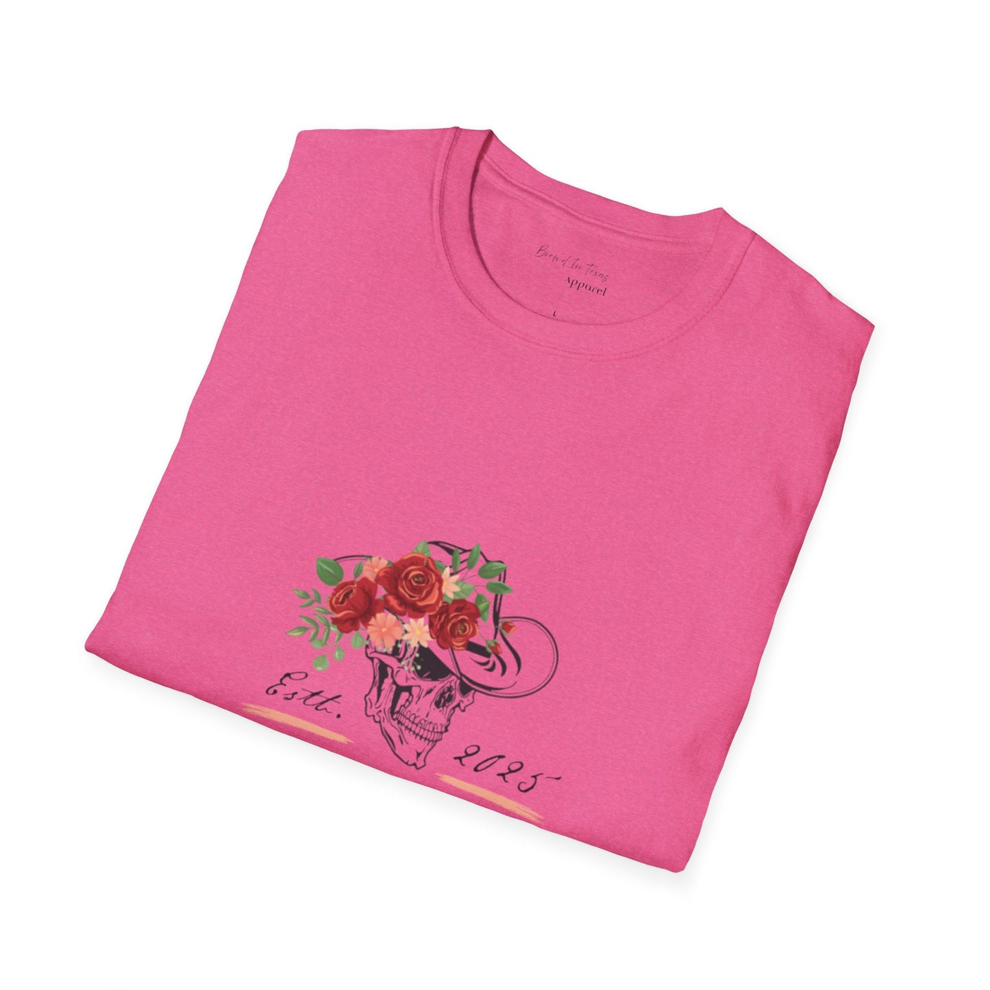 Cowgirl Club Softstyle Floral Skull Design T-Shirt