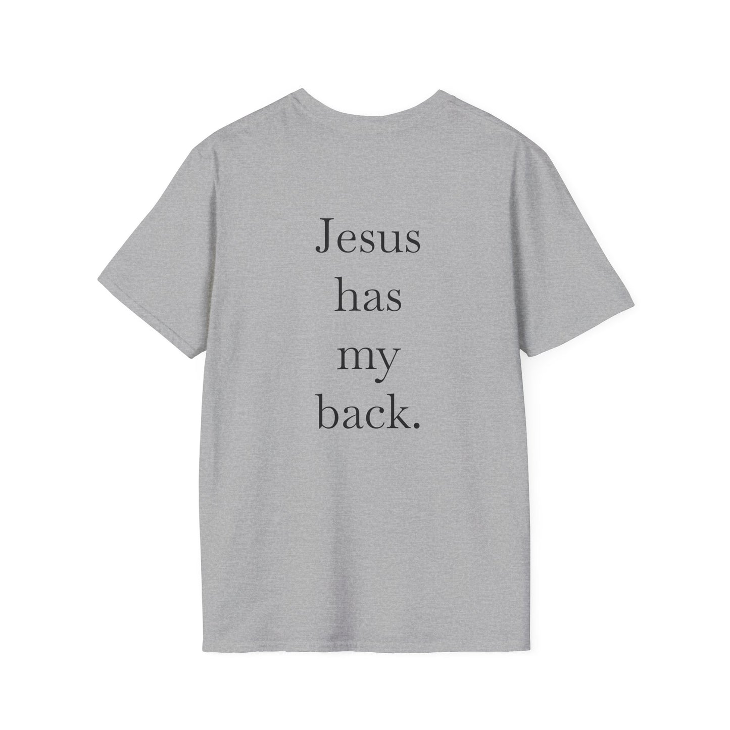 Kingdom Club Unisex Softstyle Cross T-Shirt with Cross & 'Jesus Has My Back' Design