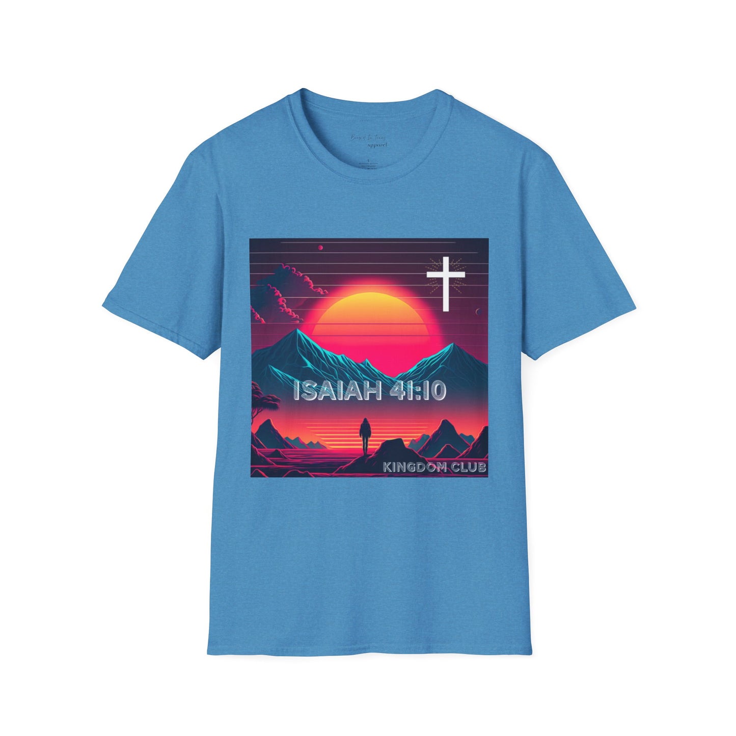 Kingdom Club Isaiah 41:10 Unisex Softstyle T-Shirt - Vibrant Mountain Design