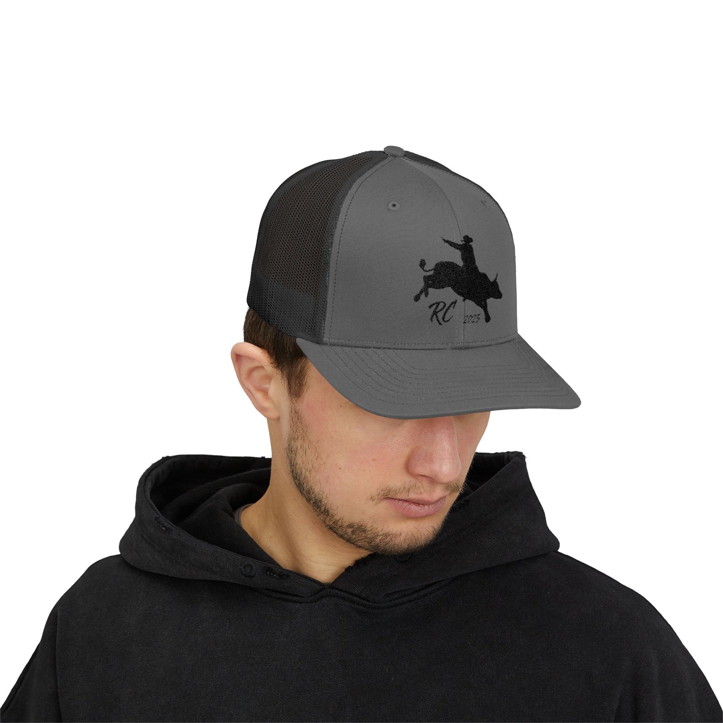 Rodeo Snapback Trucker Cap with Bull Riding Design