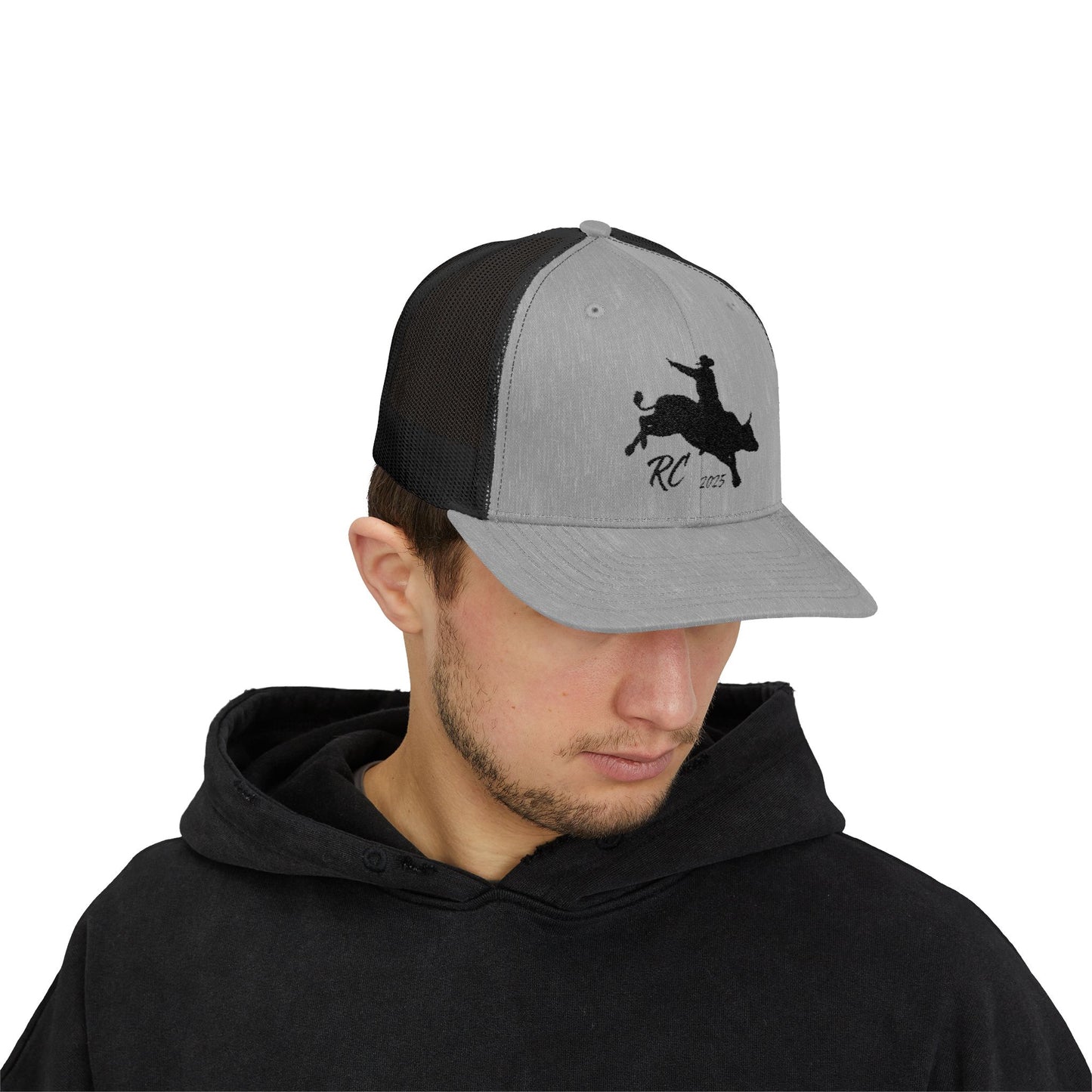 Rodeo Snapback Trucker Cap with Bull Riding Design