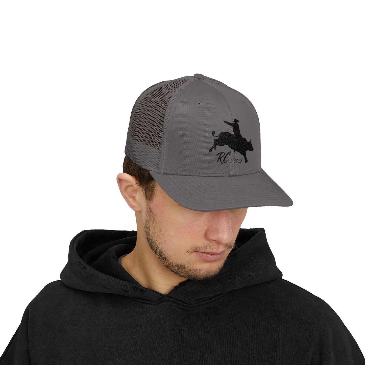 Rodeo Snapback Trucker Cap with Bull Riding Design