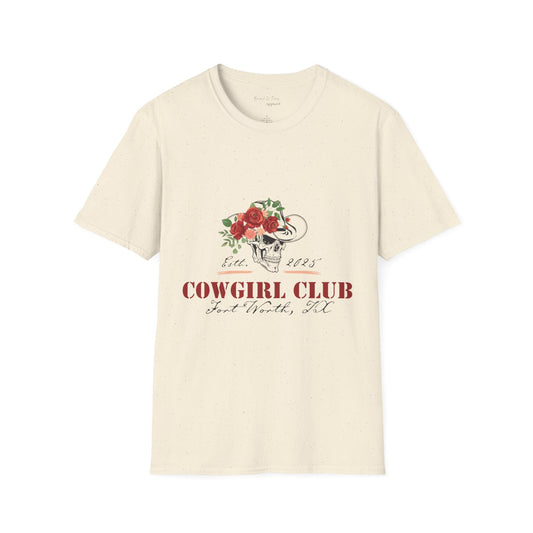 Cowgirl Club Softstyle  Floral Skull Design T-Shirt