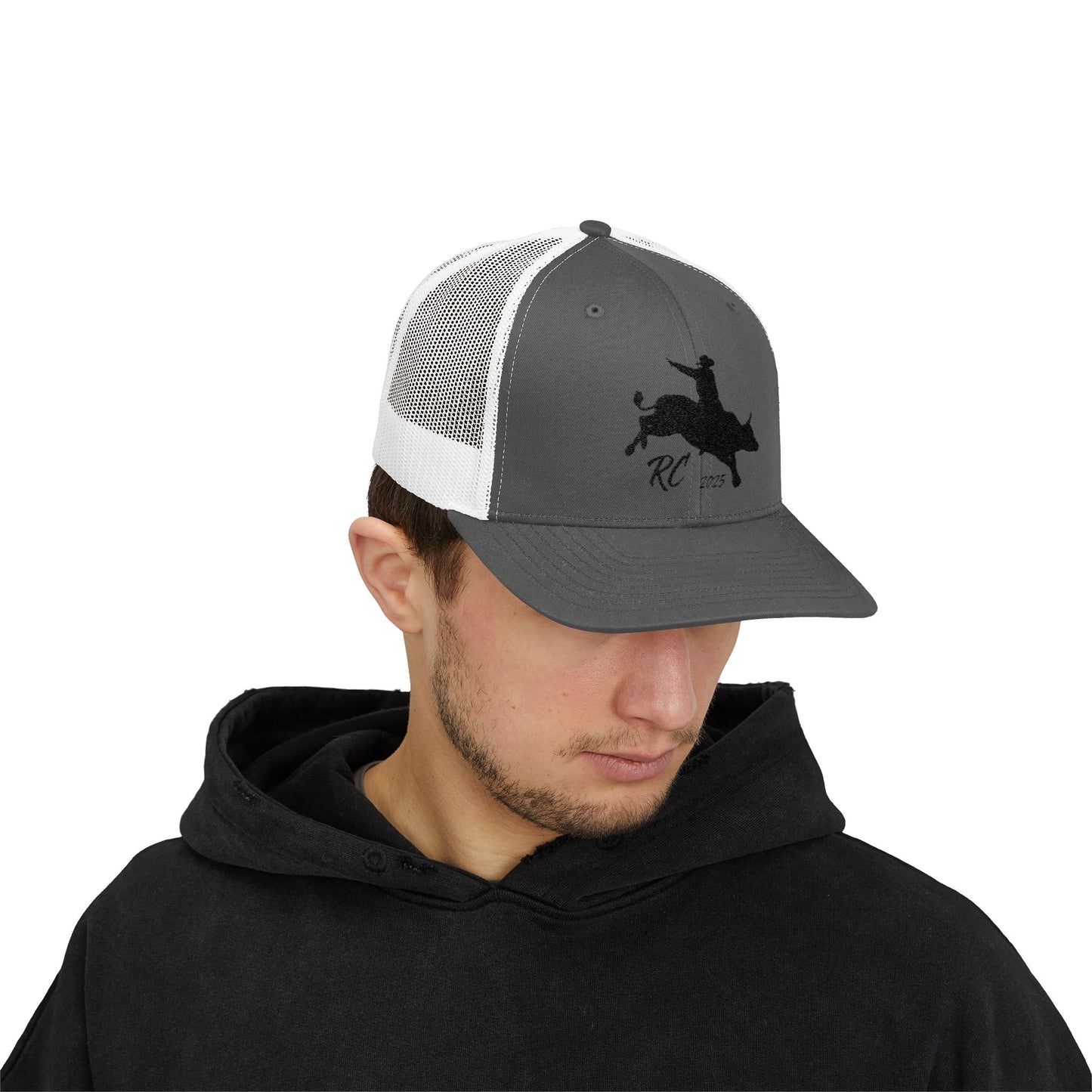 Rodeo Snapback Trucker Cap with Bull Riding Design
