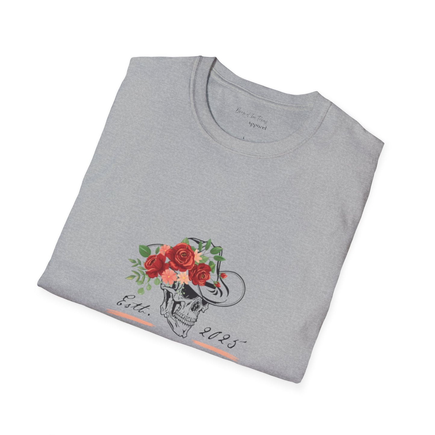 Cowgirl Club Softstyle  Floral Skull Design T-Shirt