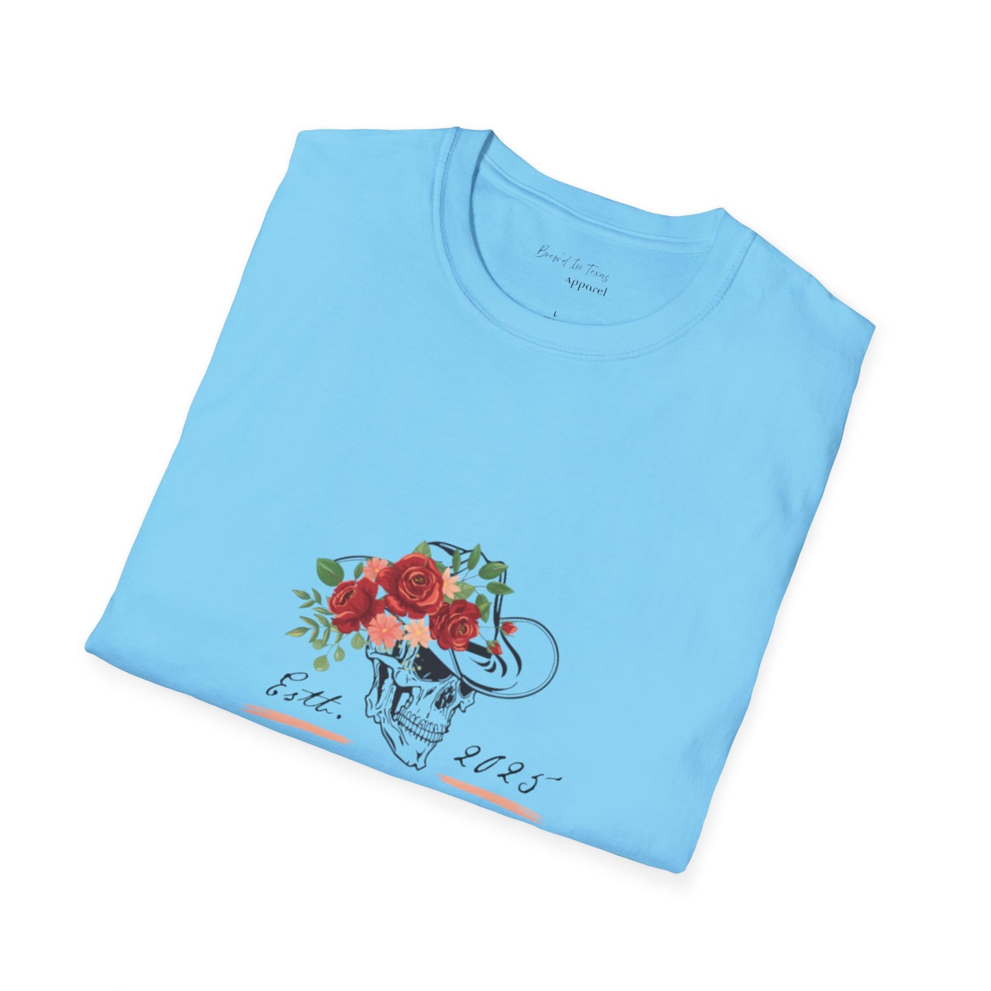 Cowgirl Club Softstyle  Floral Skull Design T-Shirt